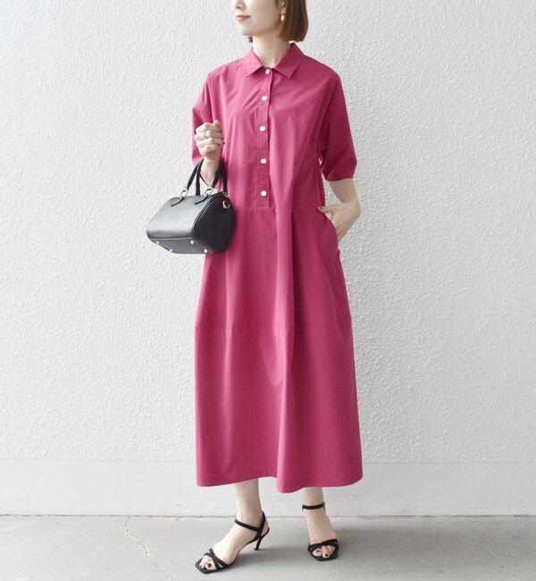 SHIPS any「SHIPS any:〈洗濯機可能〉タイプライター ボリューム シャツ ワンピース」|ワンピース|