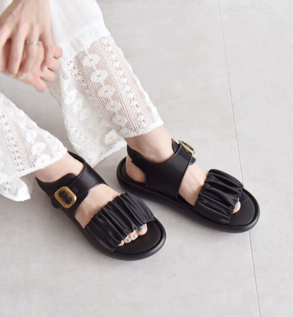 quaranciel「quaranciel: ギャザー デザイン ベルト サンダル」|サンダル|