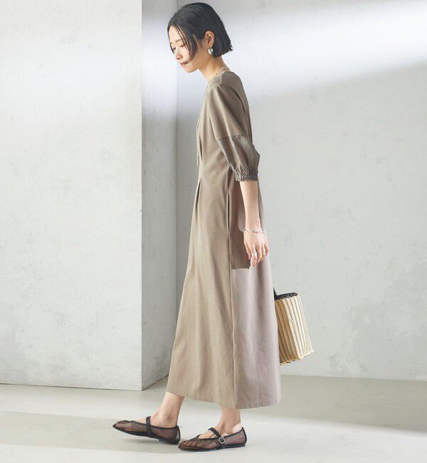 SHIPS for women「〈手洗い可能〉シアー スリーブ 切替 ジャージー ワンピース」|ワンピース|