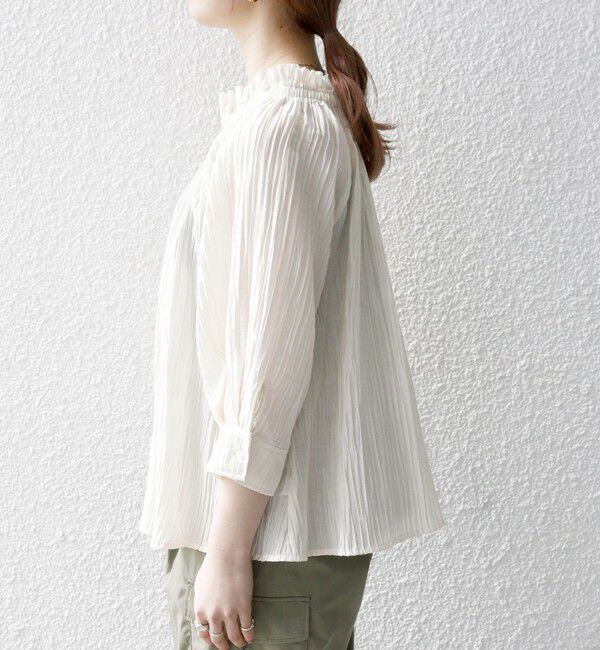 SHIPS any「SHIPS any:〈洗濯機可能〉ピンタック ジャカード ギャザー ブラウス」|シャツ・ブラウス|