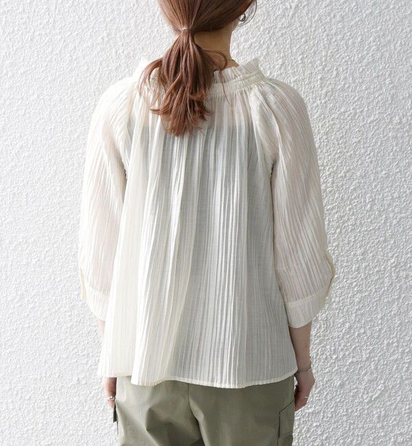 SHIPS any「SHIPS any:〈洗濯機可能〉ピンタック ジャカード ギャザー ブラウス」|シャツ・ブラウス|