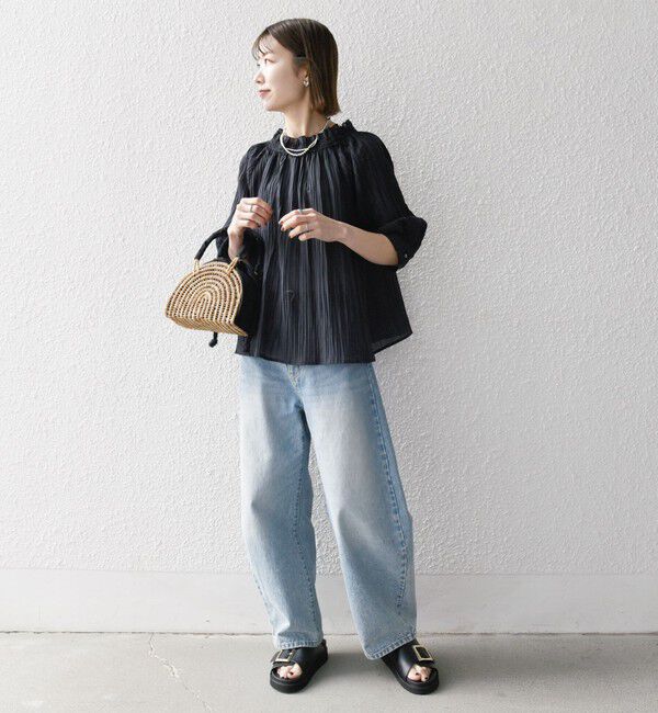 SHIPS any「SHIPS any:〈洗濯機可能〉ピンタック ジャカード ギャザー ブラウス」|シャツ・ブラウス|