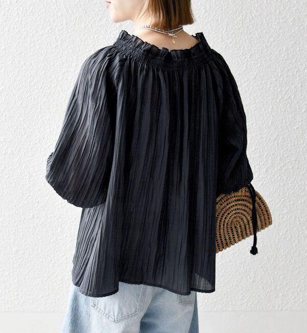 SHIPS any「SHIPS any:〈洗濯機可能〉ピンタック ジャカード ギャザー ブラウス」|シャツ・ブラウス|