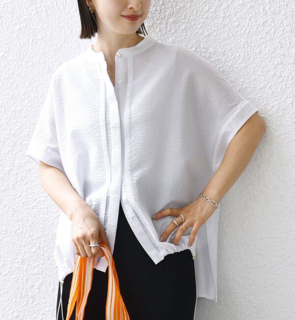 SHIPS for women「《一部追加予約》〈手洗い可能〉サッカー 裾 ドロスト ドルマン ブラウス」|シャツ・ブラウス|