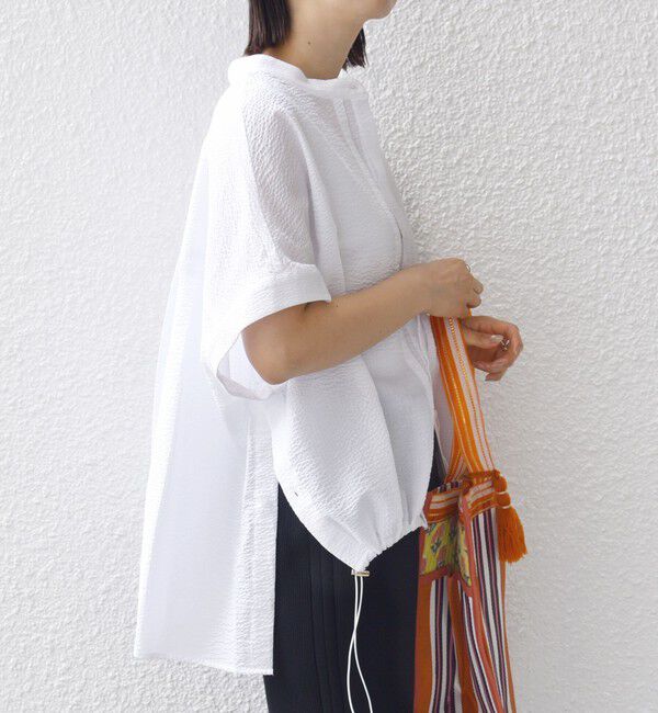 SHIPS for women「《一部追加予約》〈手洗い可能〉サッカー 裾 ドロスト ドルマン ブラウス」|シャツ・ブラウス|