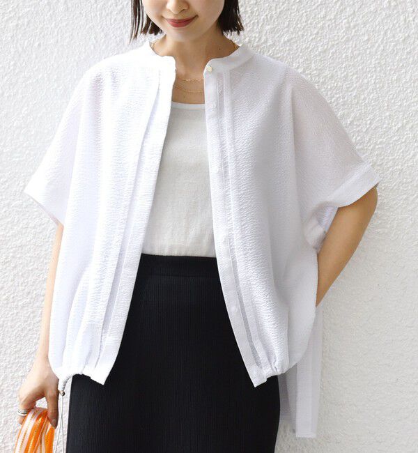 SHIPS for women「《一部追加予約》〈手洗い可能〉サッカー 裾 ドロスト ドルマン ブラウス」|シャツ・ブラウス|