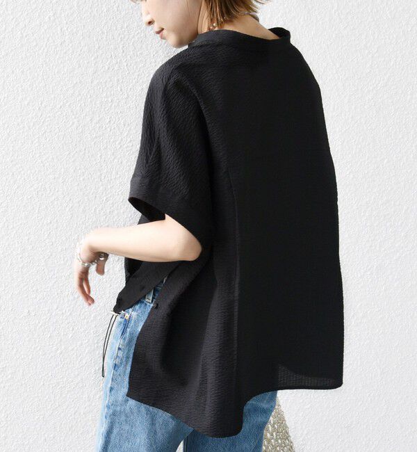 SHIPS for women「《一部追加予約》〈手洗い可能〉サッカー 裾 ドロスト ドルマン ブラウス」|シャツ・ブラウス|