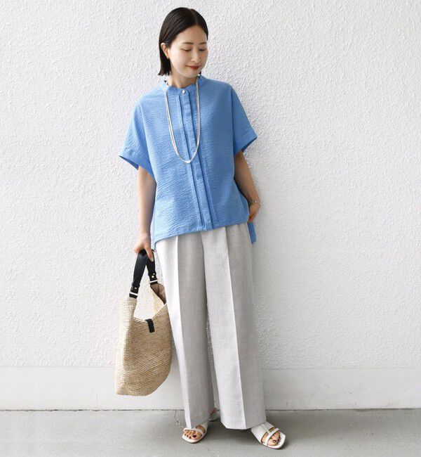 SHIPS for women「《一部追加予約》〈手洗い可能〉サッカー 裾 ドロスト ドルマン ブラウス」|シャツ・ブラウス|