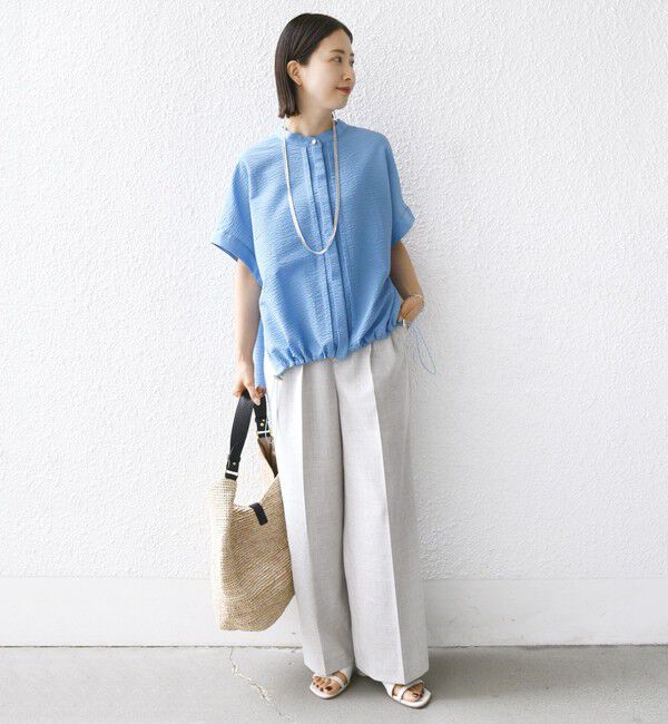 SHIPS for women「《一部追加予約》〈手洗い可能〉サッカー 裾 ドロスト ドルマン ブラウス」|シャツ・ブラウス|