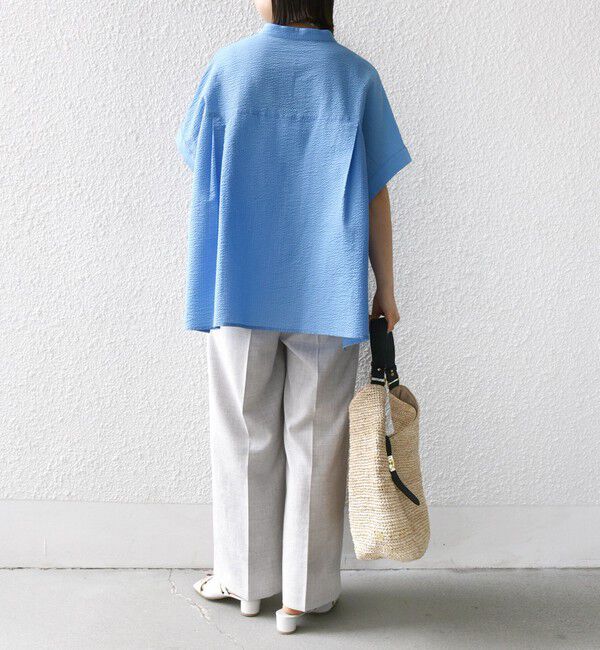 SHIPS for women「《一部追加予約》〈手洗い可能〉サッカー 裾 ドロスト ドルマン ブラウス」|シャツ・ブラウス|