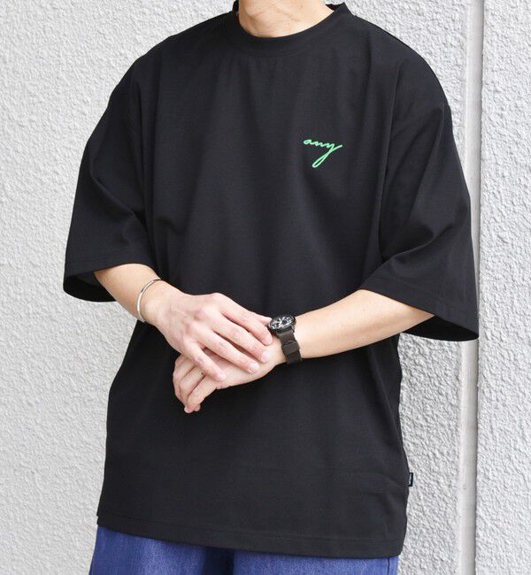 SHIPS any「SHIPS any:〈撥水加工〉Teflon EcoElite(TM) 刺繍 バックプリント ロゴ Tシャツ◇」|Tシャツ・カットソー|ブラック