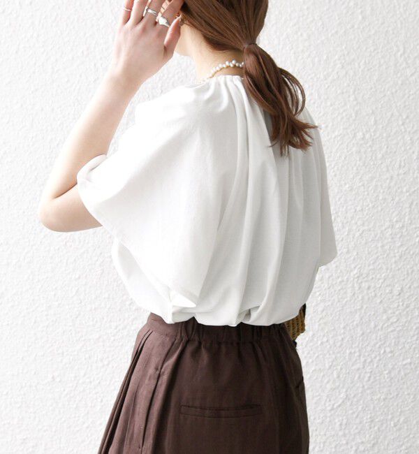 SHIPS any「SHIPS any:〈UVカット/接触冷感/吸水速乾/洗濯機可能〉USAコットン フレア TEE」|Tシャツ・カットソー|