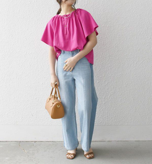 SHIPS any「SHIPS any:〈UVカット/接触冷感/吸水速乾/洗濯機可能〉USAコットン フレア TEE」|Tシャツ・カットソー|