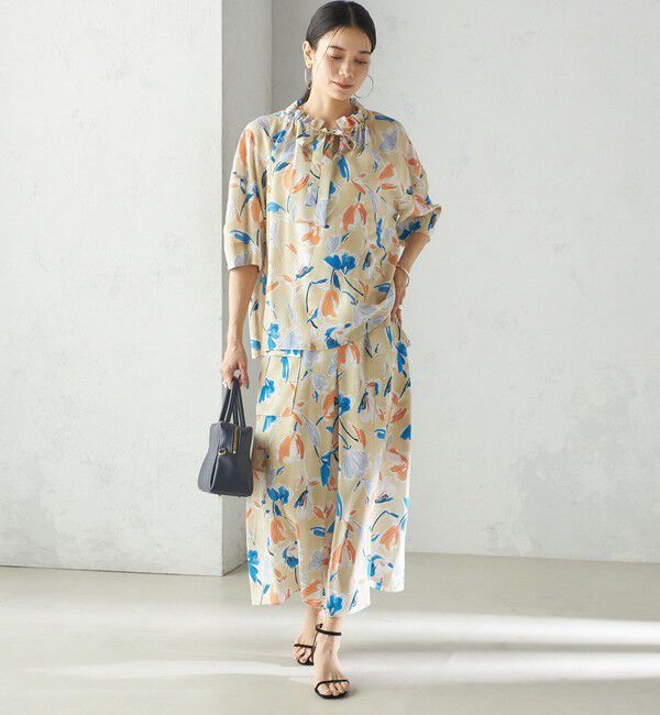 SHIPS for women「IPEKER 花柄 フリル ネック リボン 半袖 ブラウス」|シャツ・ブラウス|