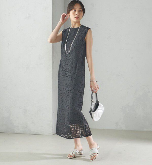 SHIPS for women「〈手洗い可能〉Broche スクエア レース Iライン ワンピース」|ワンピース|