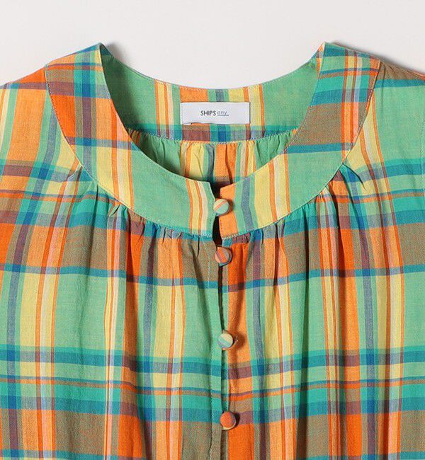 SHIPS any「SHIPS any:〈洗濯機可能〉マドラス チェック ノースリーブ ワンピース」|ワンピース|