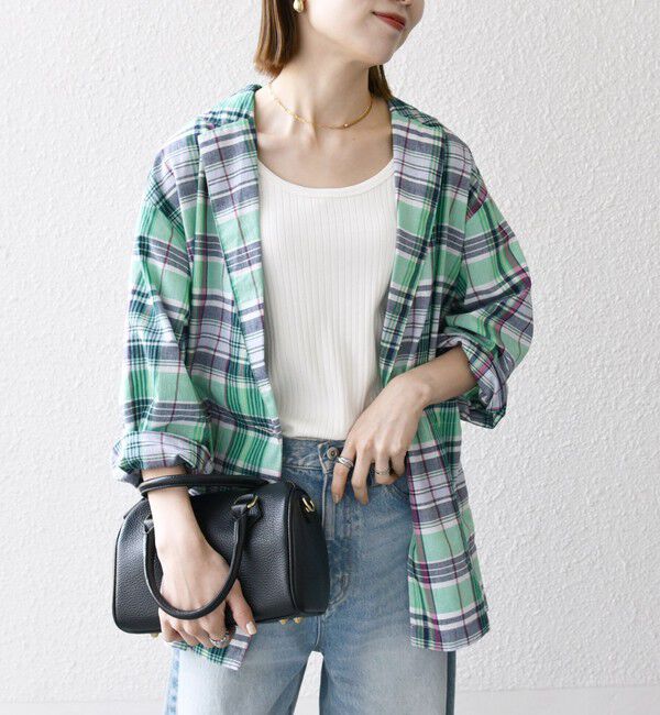 SHIPS any「SHIPS any:〈洗濯機可能〉マドラス チェック テーラード シャツ ジャケット」|テーラードジャケット|