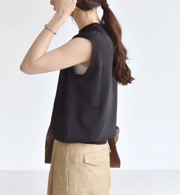 quaranciel「quaranciel:〈接触冷感〉フレンチスリーブ ベーシック シアー ニット プルオーバー」|ニット・セーター|