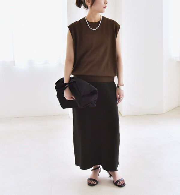 quaranciel「quaranciel:〈接触冷感〉フレンチスリーブ ベーシック シアー ニット プルオーバー」|ニット・セーター|