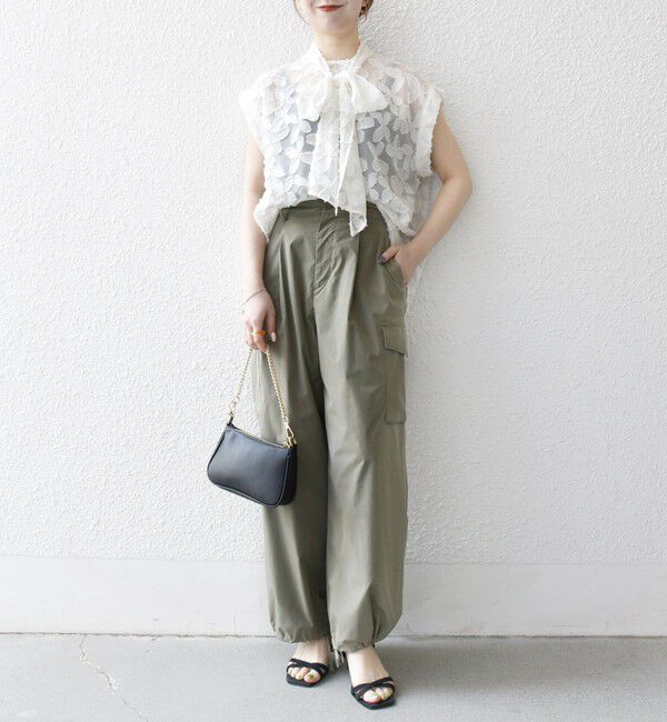 SHIPS any「SHIPS any:〈手洗い可能〉シアー フラワー ジャカード ボウタイ フレンチ ブラウス」|シャツ・ブラウス|