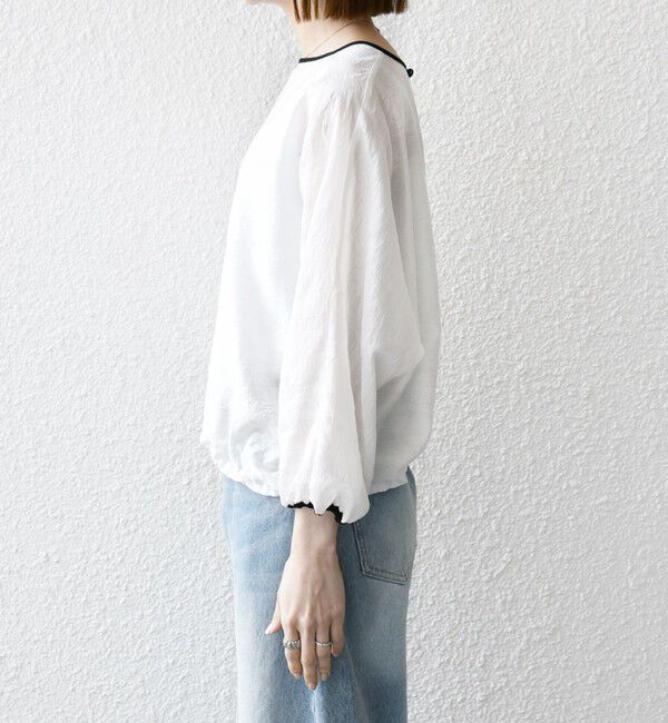 SHIPS any「《追加予約》SHIPS any:〈洗濯機可能〉フラワー ジャカード ドルマン パイピング ブラウス」|シャツ・ブラウス|