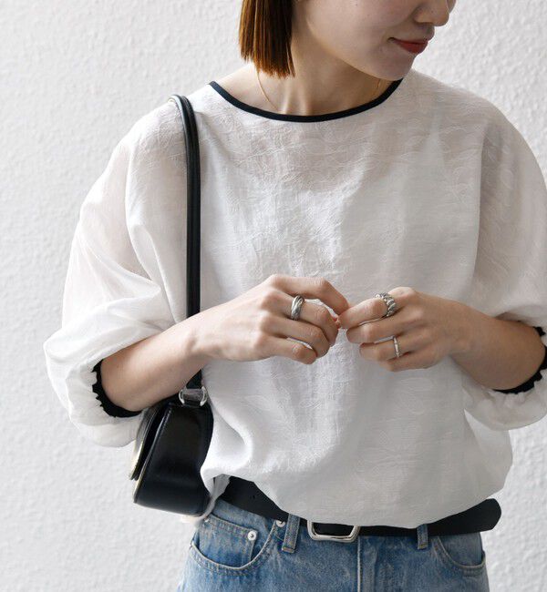 SHIPS any「《追加予約》SHIPS any:〈洗濯機可能〉フラワー ジャカード ドルマン パイピング ブラウス」|シャツ・ブラウス|