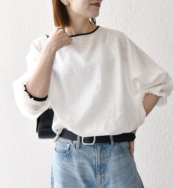 SHIPS any「《追加予約》SHIPS any:〈洗濯機可能〉フラワー ジャカード ドルマン パイピング ブラウス」|シャツ・ブラウス|