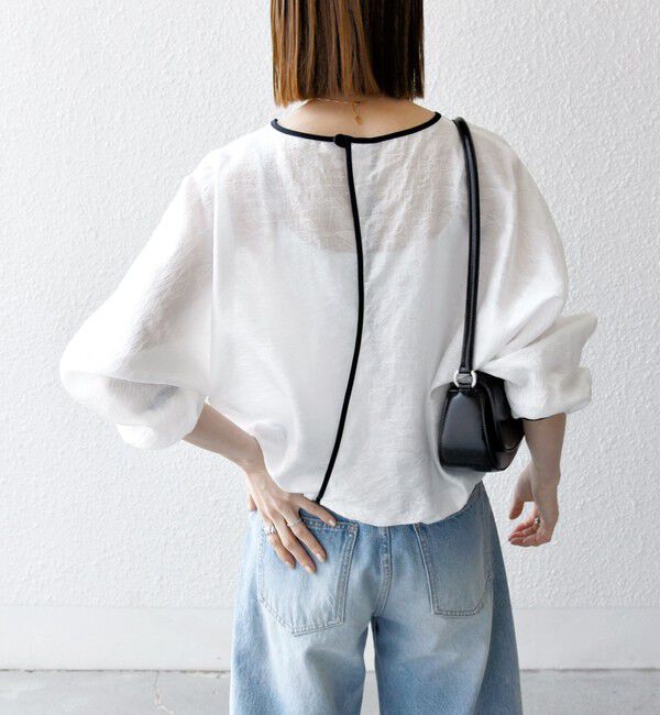 SHIPS any「《追加予約》SHIPS any:〈洗濯機可能〉フラワー ジャカード ドルマン パイピング ブラウス」|シャツ・ブラウス|