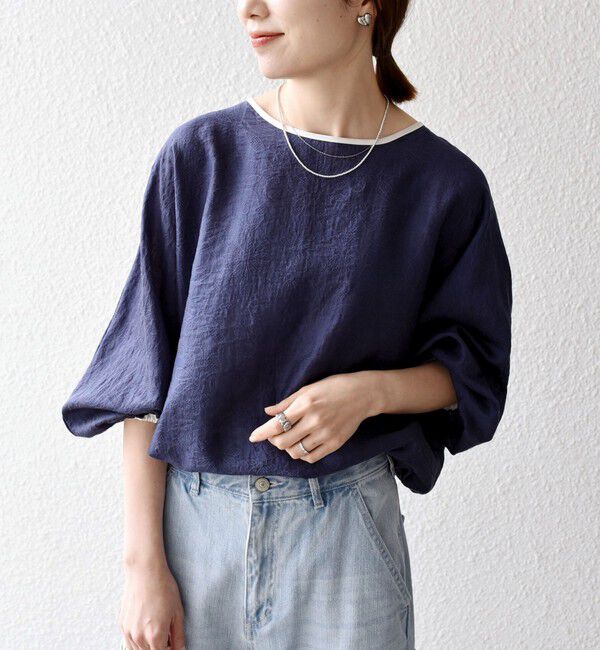 SHIPS any「《追加予約》SHIPS any:〈洗濯機可能〉フラワー ジャカード ドルマン パイピング ブラウス」|シャツ・ブラウス|