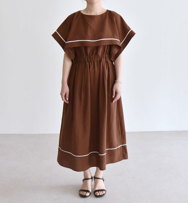 quaranciel「quaranciel:〈洗濯機可能〉ケープデザイン パイピング ワンピース」|ワンピース|