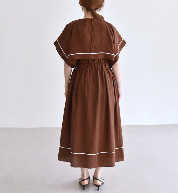 quaranciel「quaranciel:〈洗濯機可能〉ケープデザイン パイピング ワンピース」|ワンピース|
