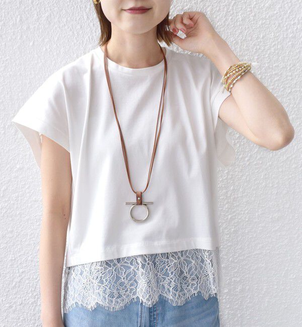 SHIPS for women「【WEB限定】〈手洗い可能〉裾 レース コンビ プルオーバー」|Tシャツ・カットソー|ホワイト