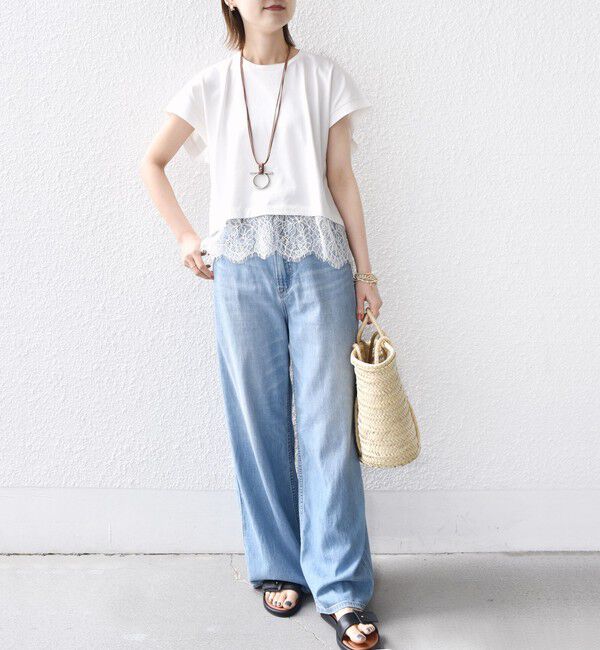 SHIPS for women「【WEB限定】〈手洗い可能〉裾 レース コンビ プルオーバー」|Tシャツ・カットソー|