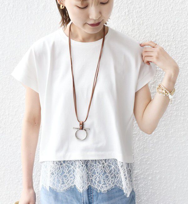 SHIPS for women「【WEB限定】〈手洗い可能〉裾 レース コンビ プルオーバー」|Tシャツ・カットソー|