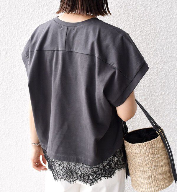 SHIPS for women「【WEB限定】〈手洗い可能〉裾 レース コンビ プルオーバー」|Tシャツ・カットソー|