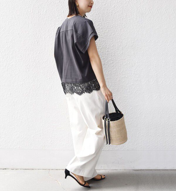 SHIPS for women「【WEB限定】〈手洗い可能〉裾 レース コンビ プルオーバー」|Tシャツ・カットソー|