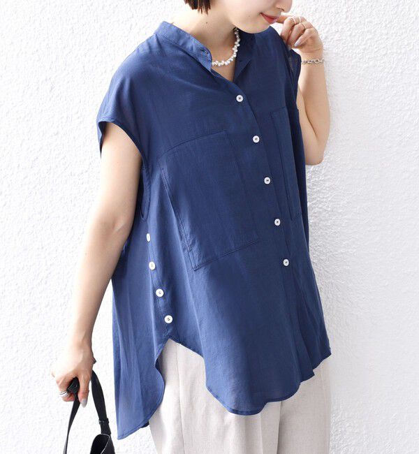 SHIPS for women「【WEB限定】〈手洗い可能〉サイド ボタン バック レイヤード ブラウス」|シャツ・ブラウス|