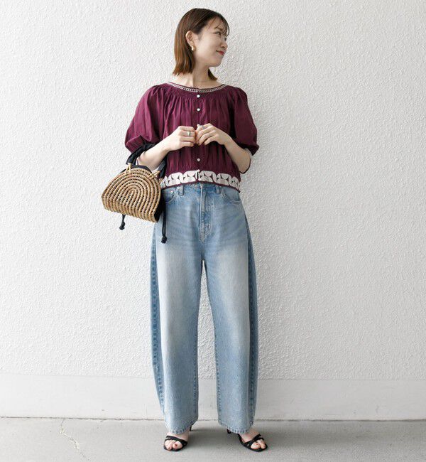 SHIPS any「bon_meur:〈洗濯機可能〉ジオメトリック エンブロイダリー シャーリング ブラウス」|シャツ・ブラウス|