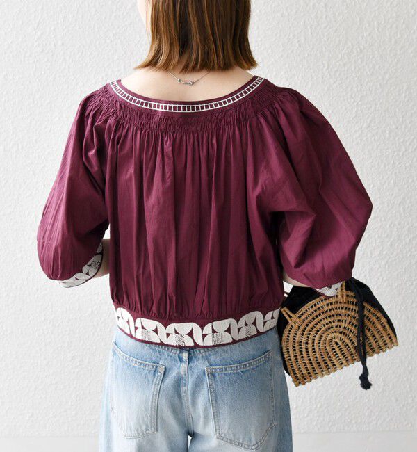 SHIPS any「bon_meur:〈洗濯機可能〉ジオメトリック エンブロイダリー シャーリング ブラウス」|シャツ・ブラウス|