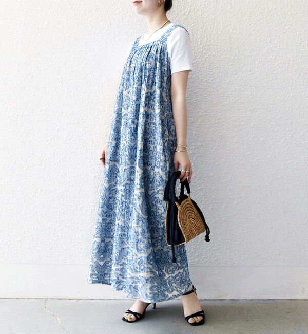 SHIPS any「SHIPS any:〈手洗い可能〉メッシュ ジャカード ギャザー Iライン ワンピース」|ワンピース|