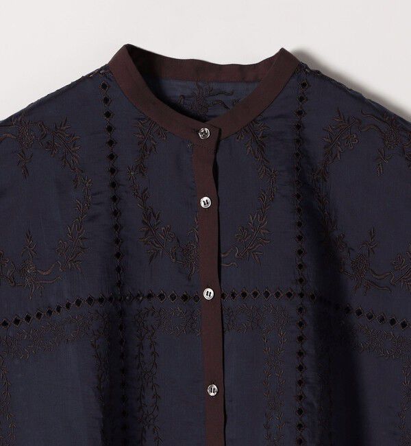 SHIPS any「SHIPS any:〈手洗い可能〉エンブロイダリー レース シアー フレンチスリーブ シャツ」|シャツ・ブラウス|