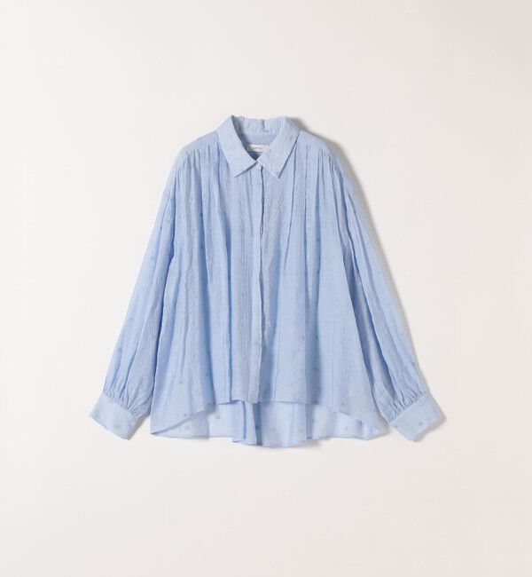 SHIPS any「《追加予約》【WEB限定】SHIPS any:〈手洗い可能〉シアー ドット レギュラーカラー ギャザー シャツ」|シャツ・ブラウス|