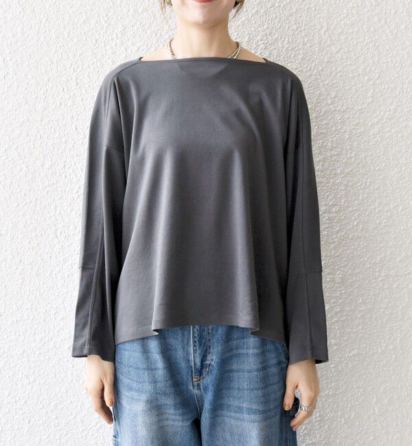 SHIPS any「SHIPS any:〈接触冷感/汗染み防止加工/洗濯機可能〉ボートネック ワイド ロンTEE」|Tシャツ・カットソー|