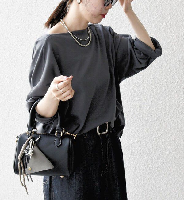 SHIPS any「SHIPS any:〈接触冷感/汗染み防止加工/洗濯機可能〉ボートネック ワイド ロンTEE」|Tシャツ・カットソー|