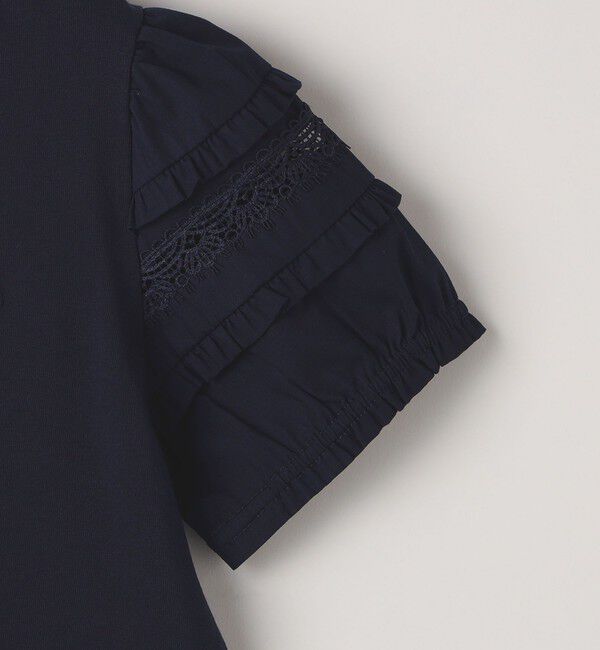 SHIPS KIDS「SHIPS KIDS:140～150cm/袖レース デザイン Tシャツ」|Tシャツ・カットソー|