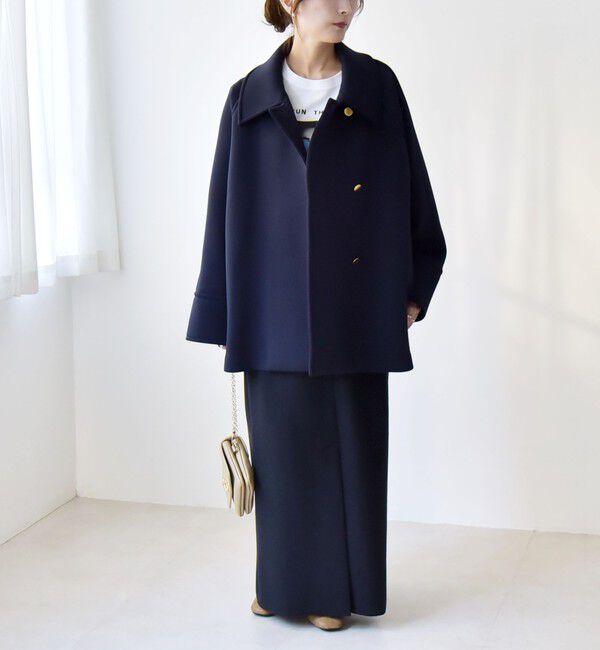 quaranciel:〈手洗い可能〉ダンボール ステンカラー ジャケット コート