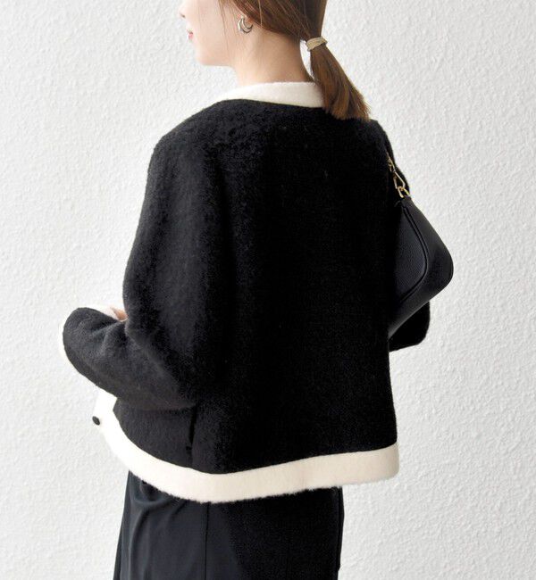 SHIPS any「SHIPS any: バイカラー クルーネック カーディガン ジャケット」|ノーカラージャケット|