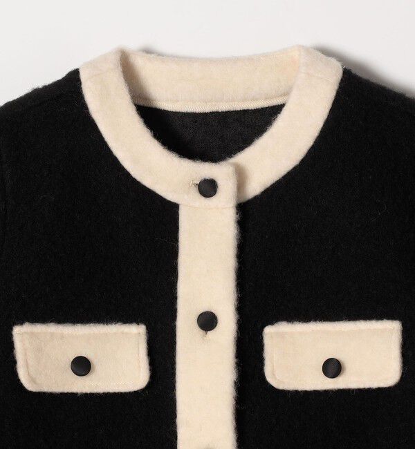 SHIPS any「SHIPS any: バイカラー クルーネック カーディガン ジャケット」|ノーカラージャケット|