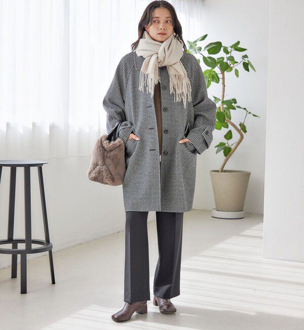 SHIPS for women「千鳥 / ソリッド ウール メルトン ステンカラー コート」|ステンカラーコート|