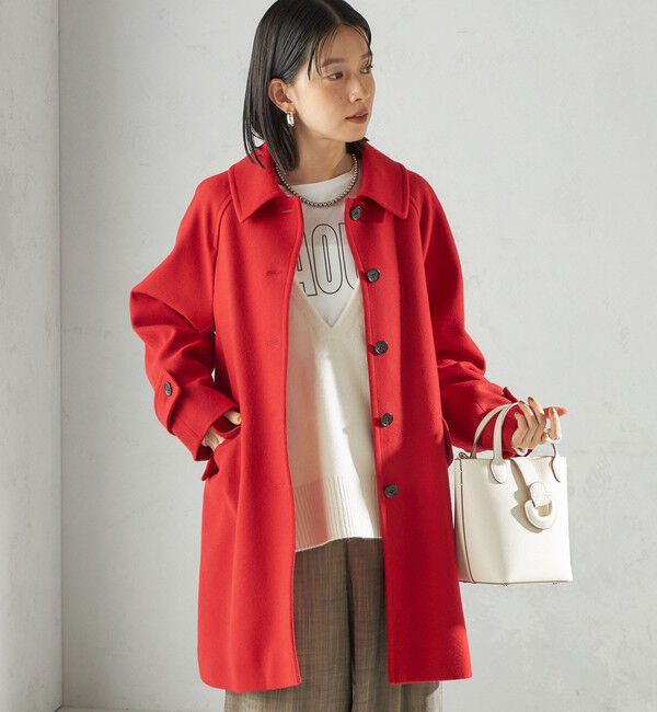 SHIPS for women「千鳥 / ソリッド ウール メルトン ステンカラー コート」|ステンカラーコート|